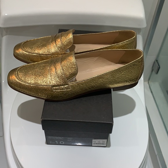 NIB J.Crew Gold Leather Metallic Loafers size 10 - Picture 7 of 9